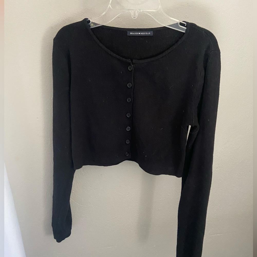 Brandy Melville Black Athelia Knit Top Long Sleeve